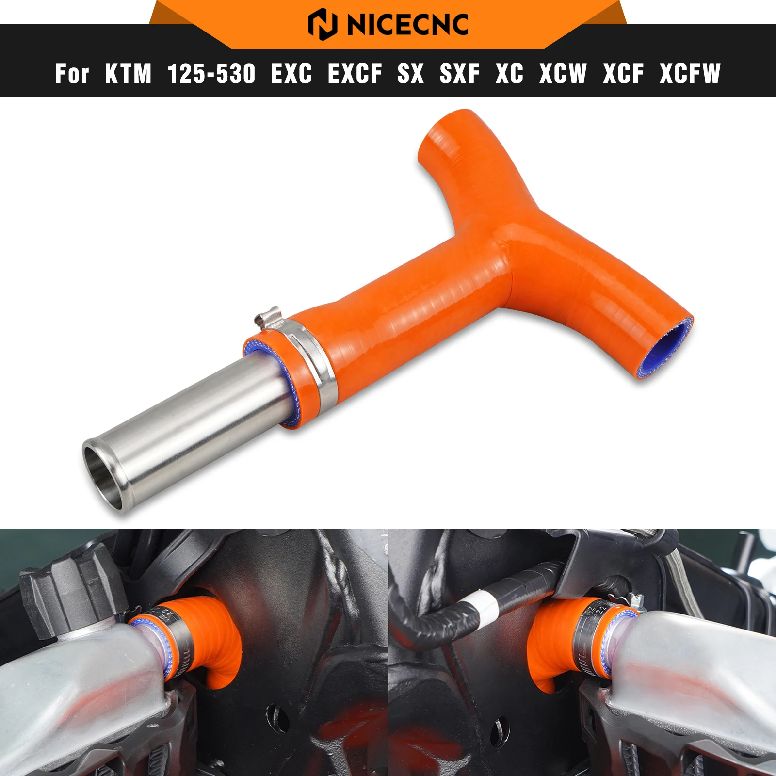 

NICECNC For KTM EXC 300 2020-2023 193MM Frame T-Piece Radiator Hose Kit For KTM EXC-F 350 XCW 500 SX 125 SX 250 SX-F 450 XC XCF