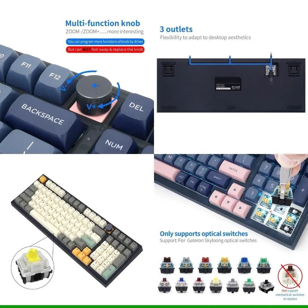 

U55C GK980 98 Keys Mechanical Keyboard with RGB LED Backlit Waterproof for Gaming