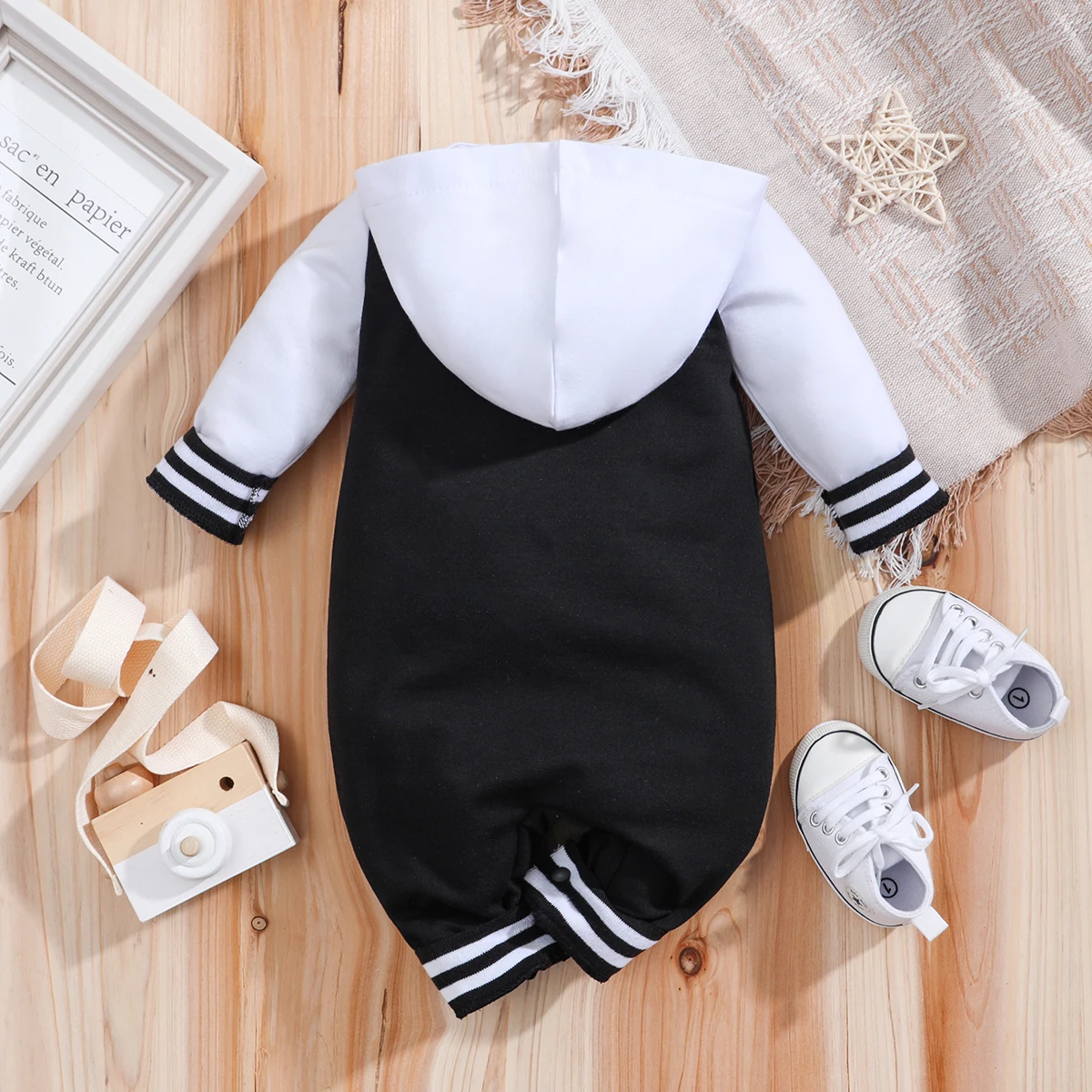 IURNXB Baby Boys Girls Romper Hooded Baseball Long Sleeve Infant Onesie Beach Outfits Newborn Sweatshirt Clothes Jumpsuit 0-18M