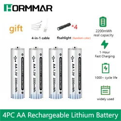 2-8pcs 1.5v AA Rechargeable Battery Li-ion 2200mWh 1.5 Volt Lithium Liion Li ion AA 2A Batteries for Toys Camera Flashlight