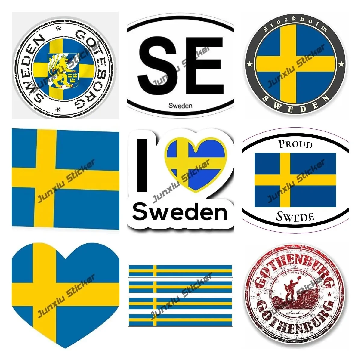 

Proud Swede Vinyl Decal Swedish Flag Gothenburg Stamp Tourism Patriotism Sticker Creative Motorcycle Car Decal Accessories