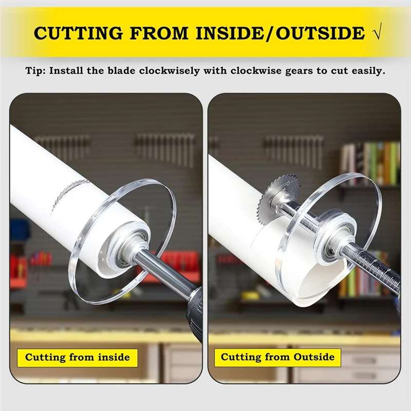 Inside Pipe Cutter For PVC Pipe Cutter Tool, Cutter Tool With 3.15Inch Scale Adjustable , 5Pcs Saw Blades And Hex Shank