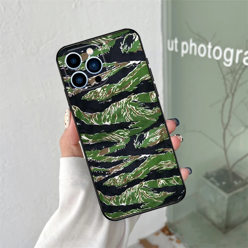 Humor Tiger Stripe Camo Camouflage Case For iPhone 14 Pro Max 11 Pro Max 12 13 Mini X XR XS Max Plus Phone Cover