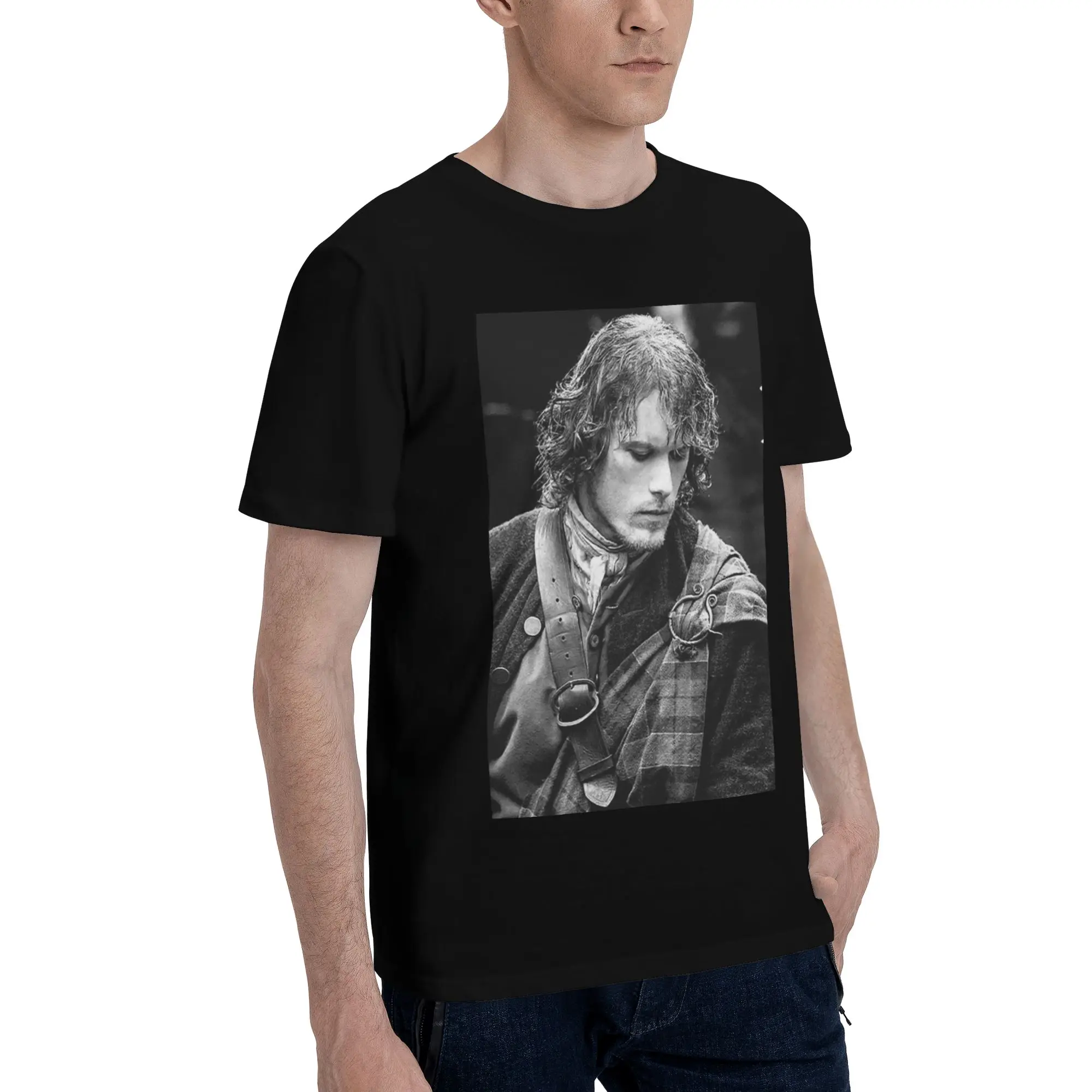 

Мужская футболка Jamie Fraser Outlande, футболки большого размера, мужские хлопковые футболки с круглым вырезом, короткие летние мужские футболки