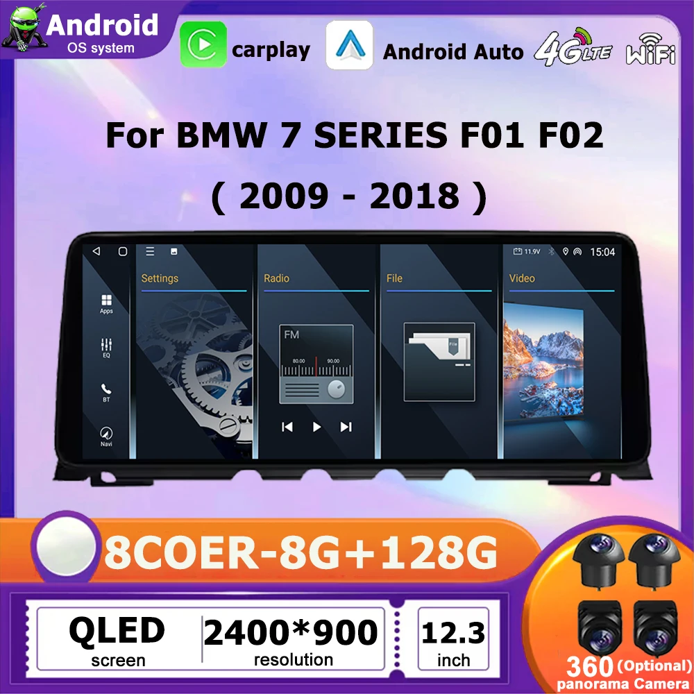 Android 16 for BMW 7 SERIES F01 F02 2009 - 2018 CIC NBT System GPS Navi Carplay BT Car Radio Audio Multimedia Player WIFI 12.3