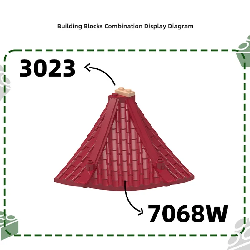 MOC-Kit de bloques de construcción de techo puntiagudo octogonal europeo, 7068W, arquitectura, tablero de casa de azulejos, Idea de ladrillos, juguetes DIY, regalos, 1 Uds.