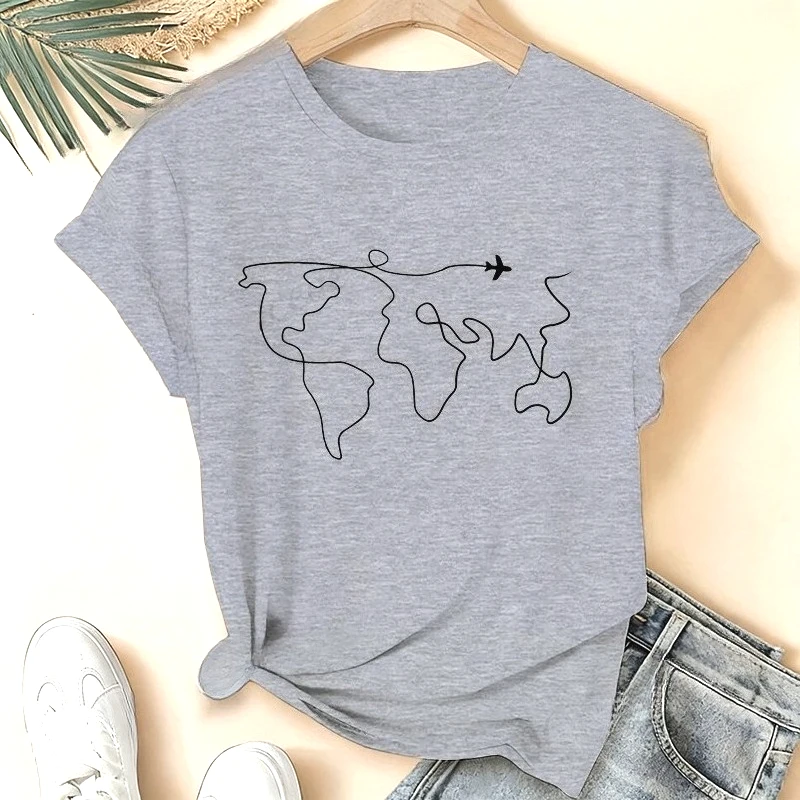 World Map Travel Sweatshirt Adventure Unisex Women's T-Shirts Clothing Short Sleeve Clothing World Traveler Women's Tee Tops