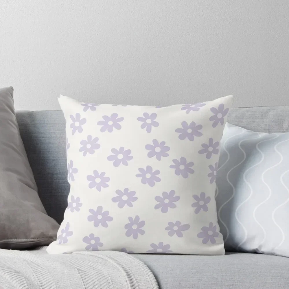 

LILAC AND WHITE BIG FLOWERS DITSY DAISY PRAIRIE STYLE BOHO RETRO FLORALS Throw Pillow Couch Pillows Sitting Cushion pillow