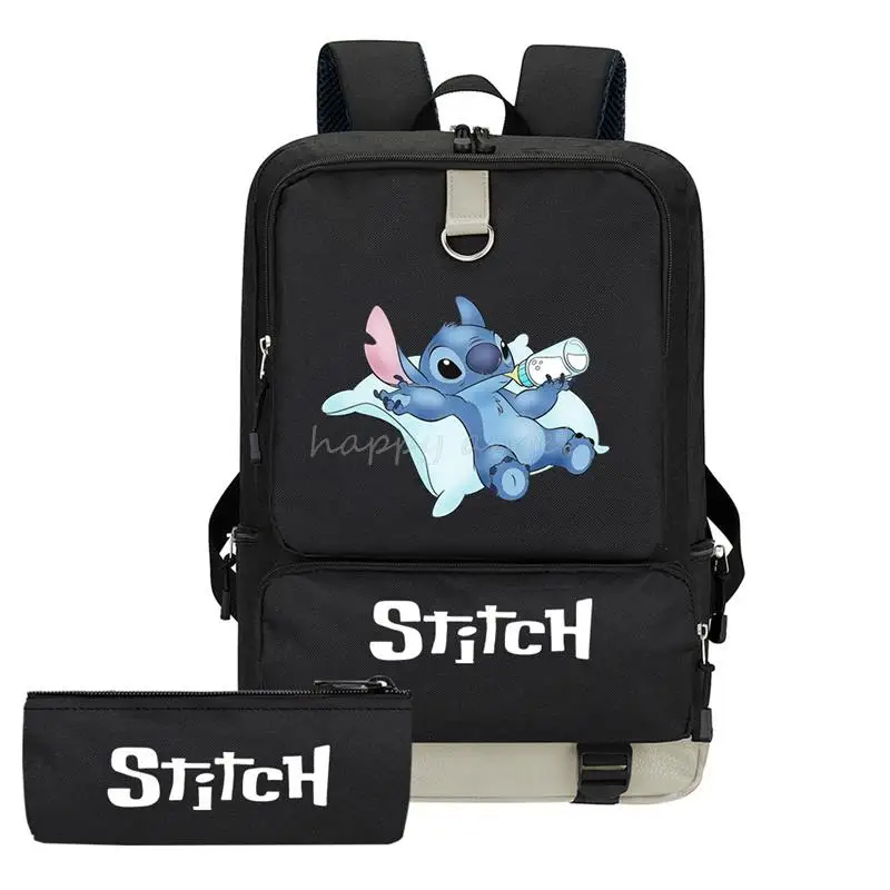 MINISO-mochila de Disney Stitch para hombre y mujer, morral escolar informal para adolescentes, bolsas impermeables para puerta exterior de ordenador portátil, ideal para regalo