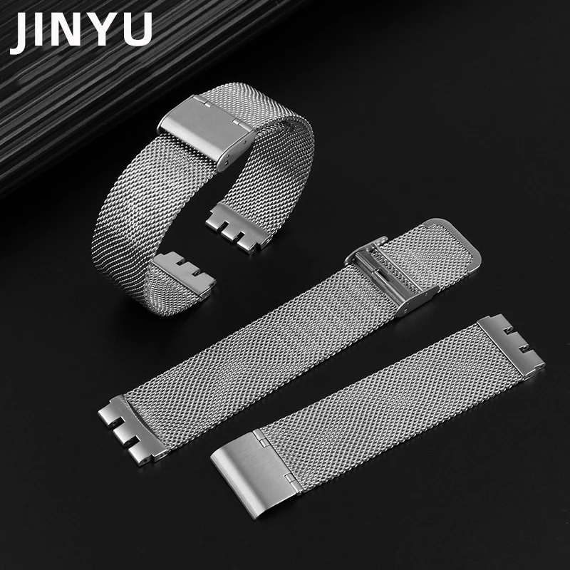 New Milan breathable mesh belt watch band For Swatch stainless steel strap 17mm 19mm 20mm men women Replace bracelet Accessories