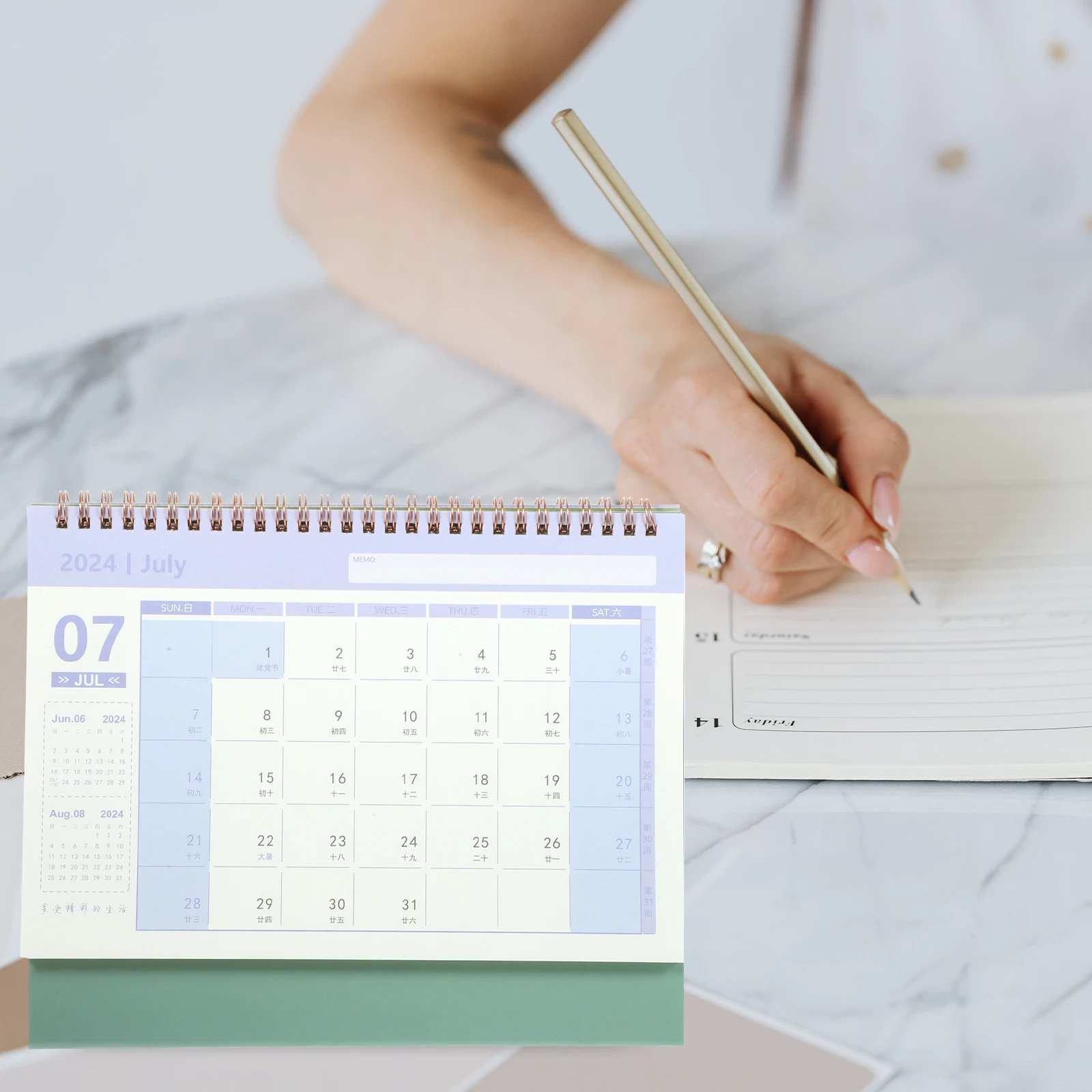 

Desk Planner Aesthetic Calendar That Stands up Desktop Green Small Stand-up Blocks