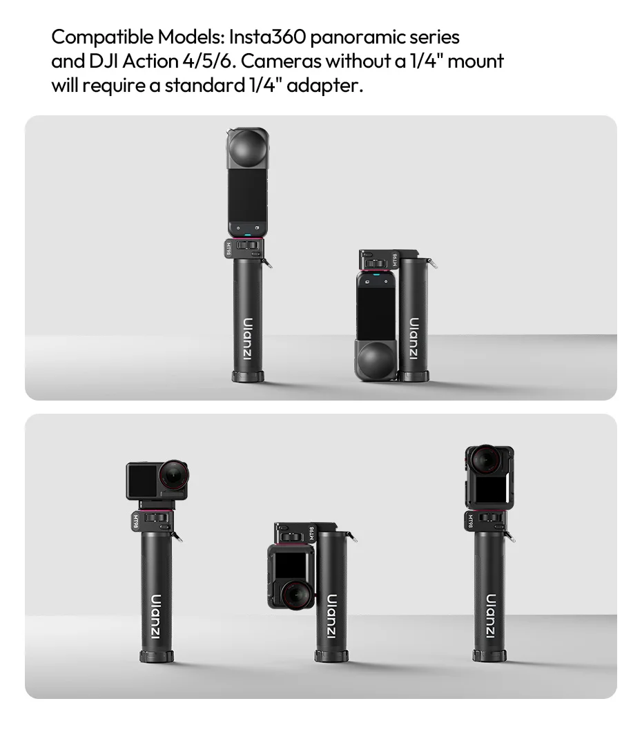 Ulanzi MT98 Faltbarer Selfie-Stick 2-in-1 Selfie-Stick & Stativ Breite Kompatibilität Flexibler Winkel für Insta360 Fotografie Vlog – Detail 7