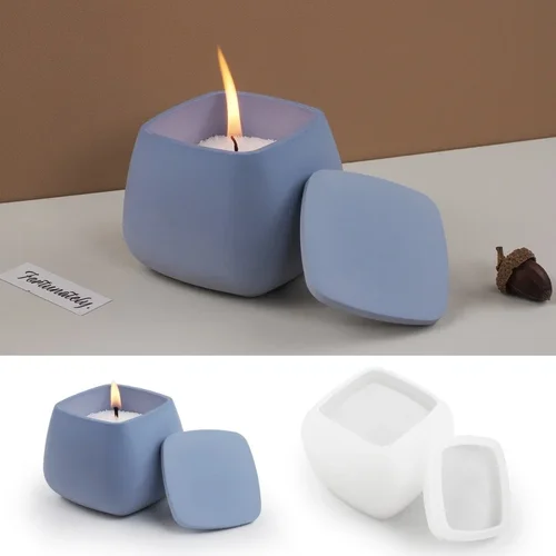 캔들 컵 사각형 뚜껑, 사각형 석고 실리콘 몰드, DIY 아로마 테라피, 캔들 거치대 장식, 보관 항아리, 송진 몰드
