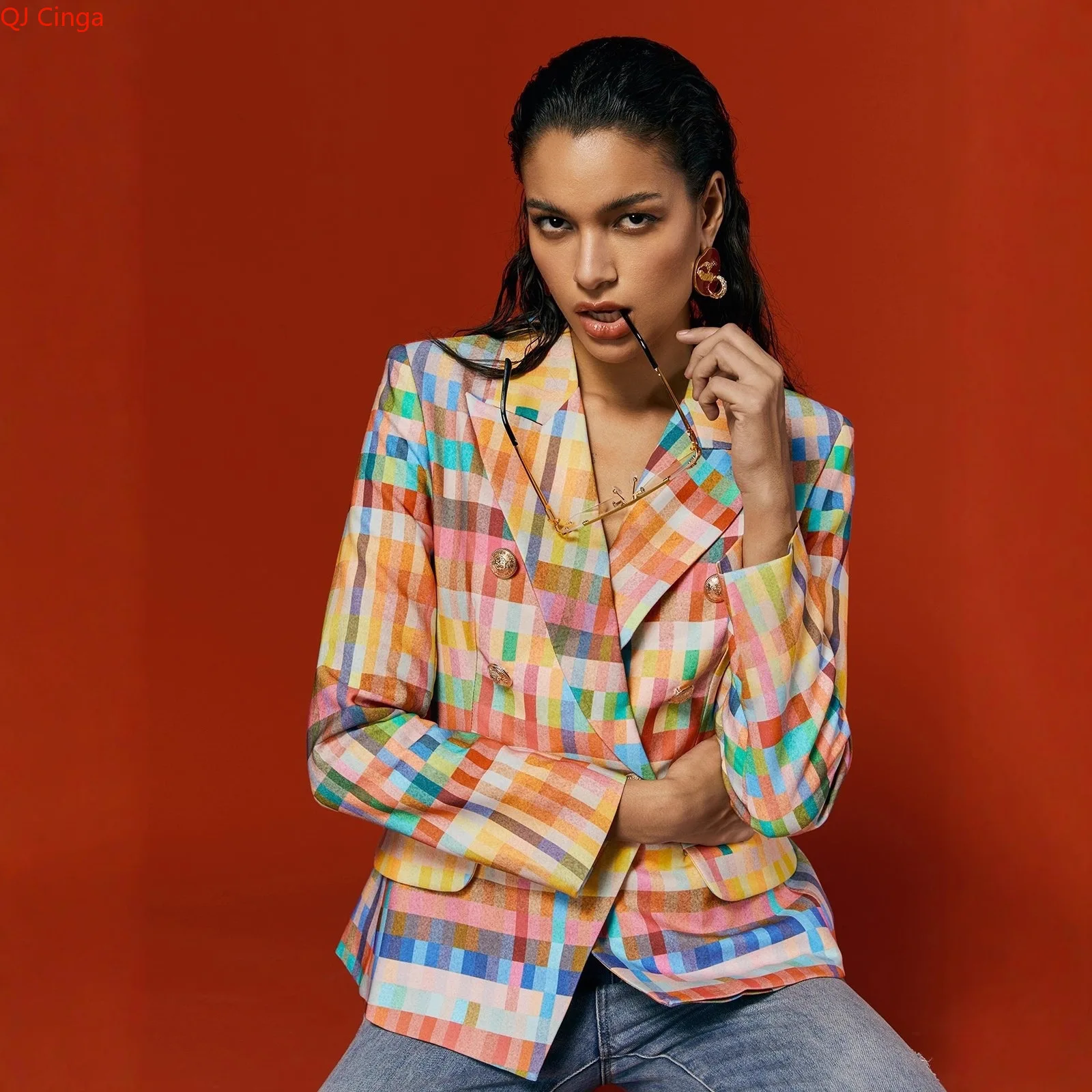 

Fall New Arrival Double-Breasted Women's Blazer Jacket Striped Slim-Fit Outerwear Asian Sizes S-XXL