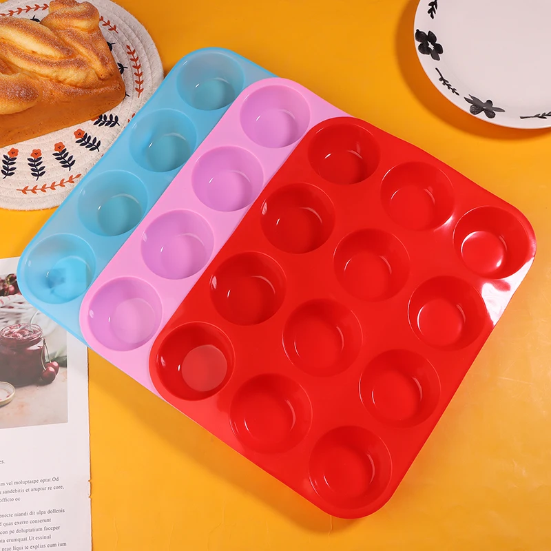 12 Cup Silicone Mold DIY Muffin Cupcake Baking Pan Non Stick Soap Chocolate Making Tools Dishwasher Microwave Bakery Pan