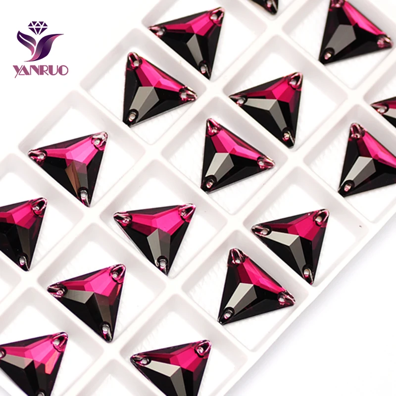 

YANRUO 3270 Triangle All Sizes Amethyst Flatback Sewing Crystal Rhinestone Sew On Strass Stones For Dress Decoration