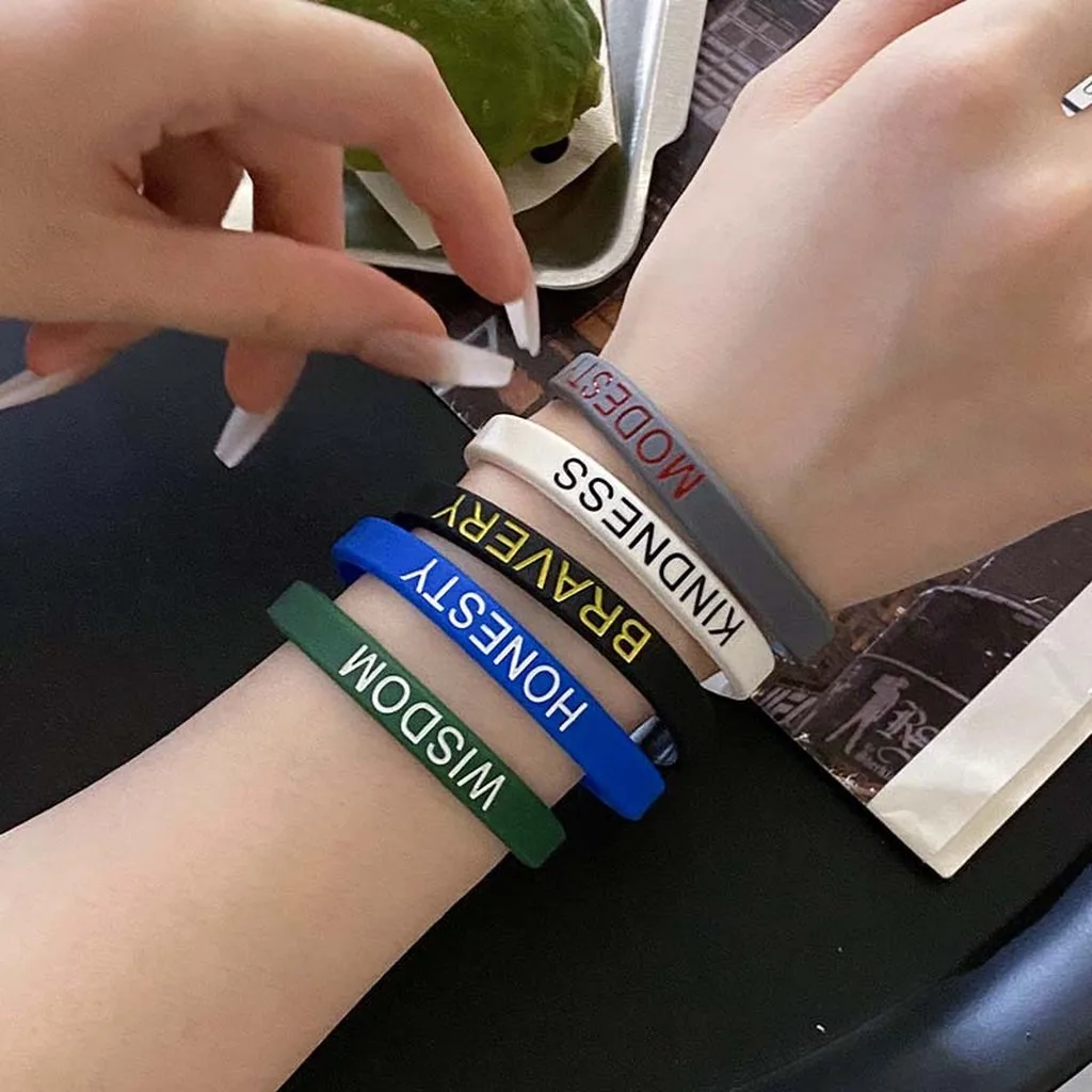 Silicone Wristband Motivational Word Wristband Unisex Bracelet Clean Motivational Bracelet For Workouts Commuting Daily Wear