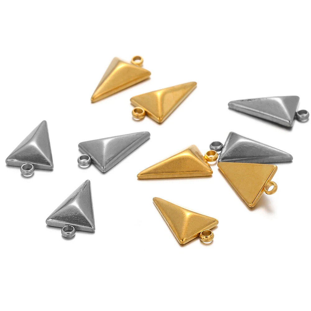 5pcs/lot Stainless Steel Solid Pyramid Shape Charms Triangle Pendants for DIY Jewelry Necklace Earring Accessories Making Crafts