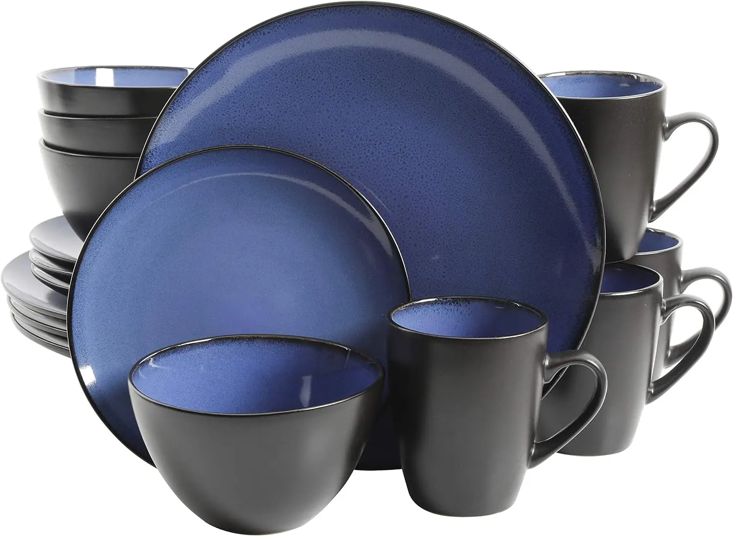 

Round Reactive Glaze Stoneware Dinnerware Set, Service for 4 (16pc)