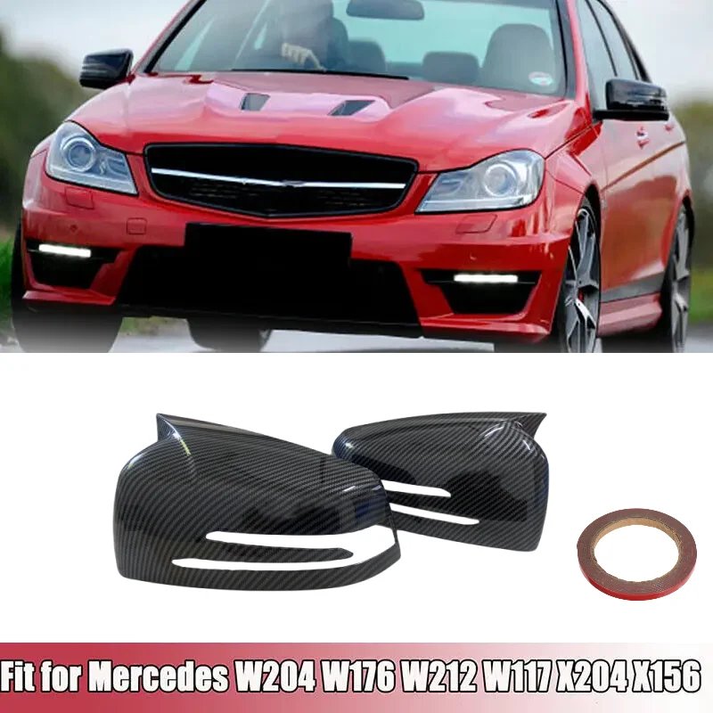 

2PCS Glossy Black/Carbon Look Rear view Mirror Covers For Mercedes-B enz W204 W212 W221 CLS C218 C117 W1GLA X156 A2128100164