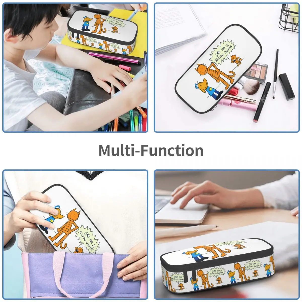 Dog Man Lil Petey And Big Petey Fan Art Pencil Case for Kids School Pen Box Pencil Bag Stationery Supplies Pen Holder Bag