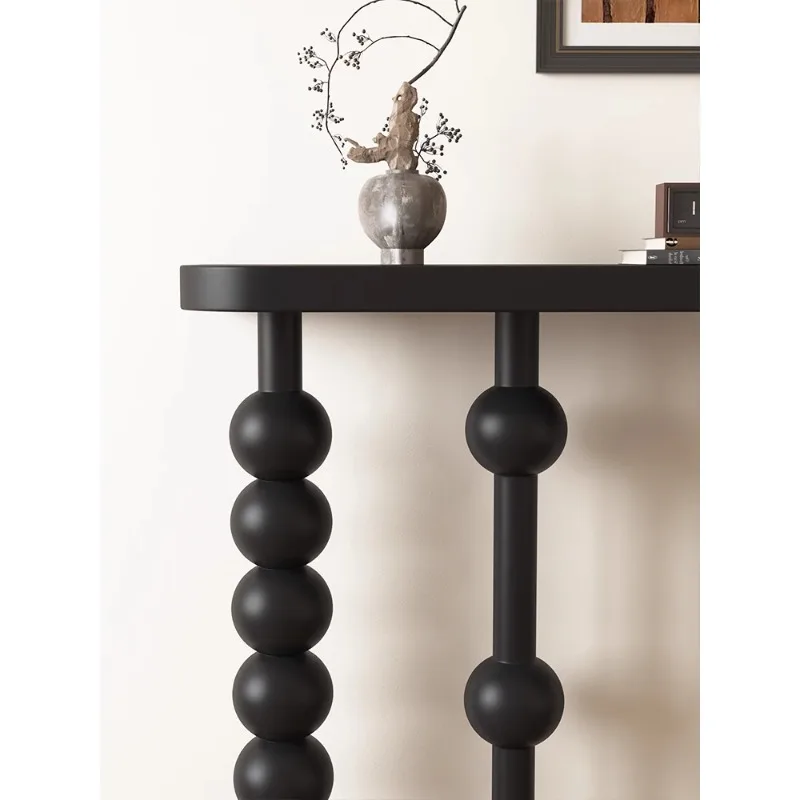 Black Narrow Entrance Table: Slim Foyer Table for Entryway Storage & Decoration