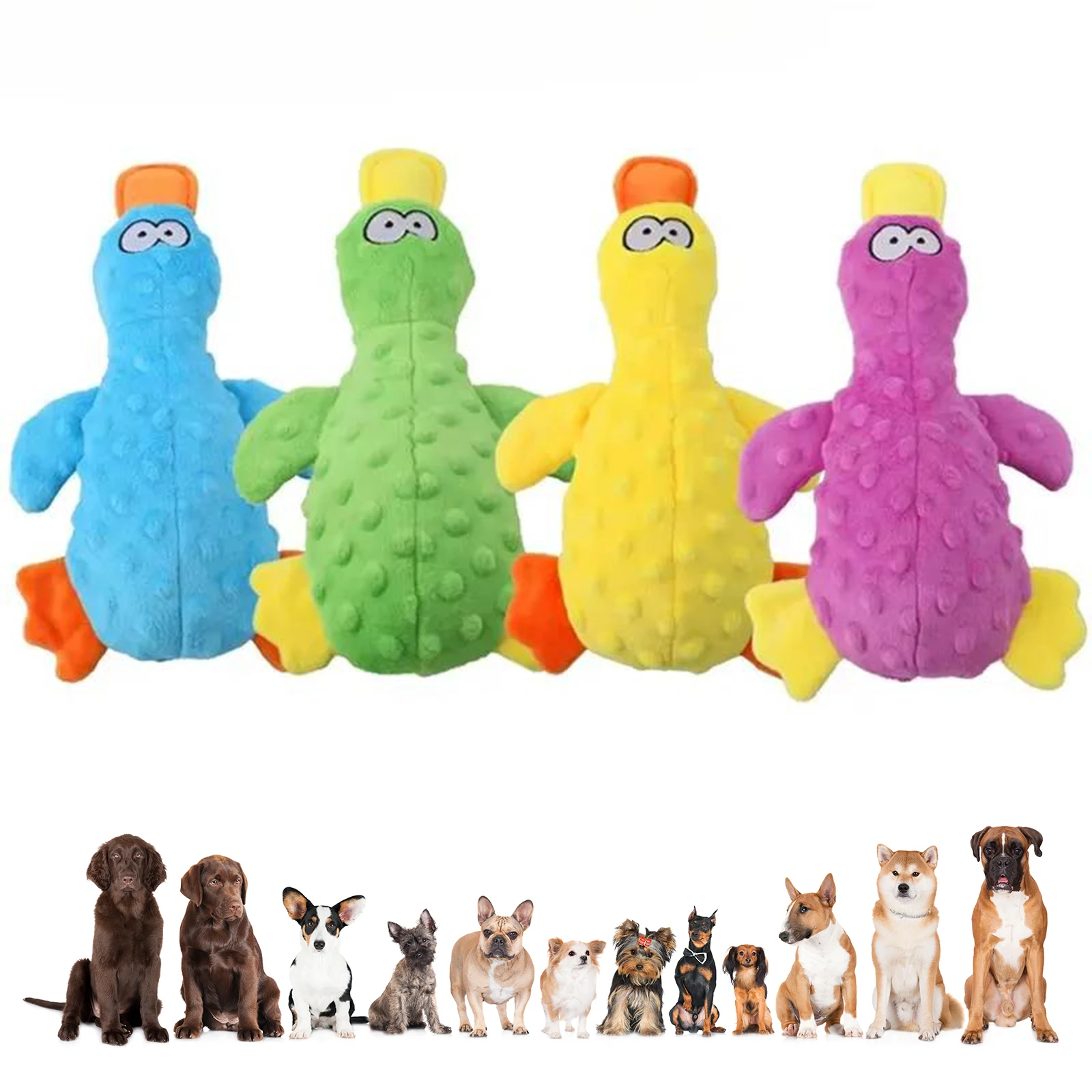 Cute Duck Dog Squeak Toys with Built-in Squeaker Puppy Teething Interactive Chewing Plush Toy for Puppy & Small Breeds
