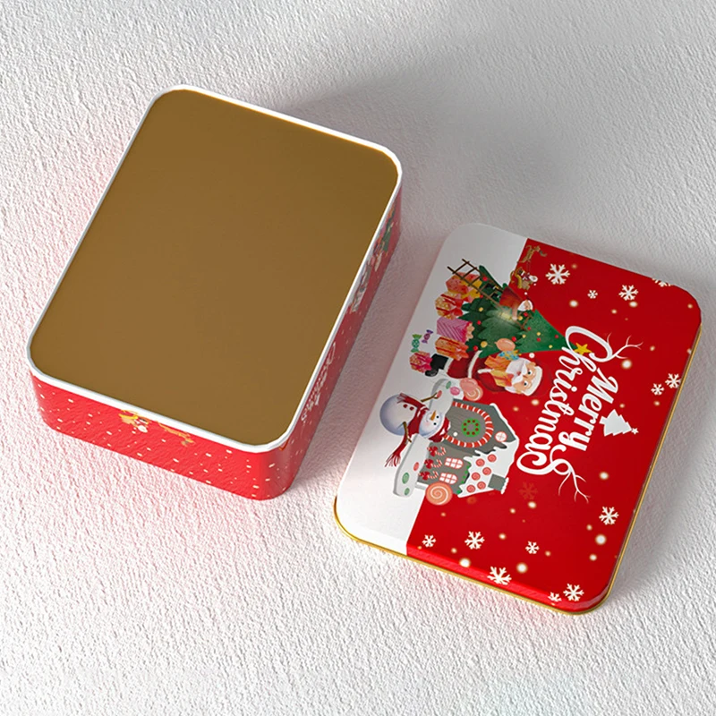 1pc Weihnachten quadratische Metall verz innung kann Candy Box Geschenk Aufbewahrung sbox Keksdose Eisen dose Home Aufbewahrung sbox