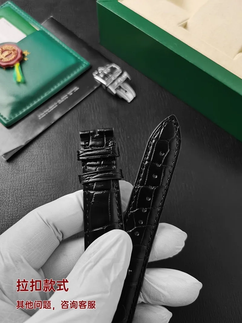FUYIJIA Custom J-aeger-LeC-oultre 1368430 Original Watchband 20MM×18MM 21MM×18MM Crocodile Skin Strap Butterfly Buckle Wristband