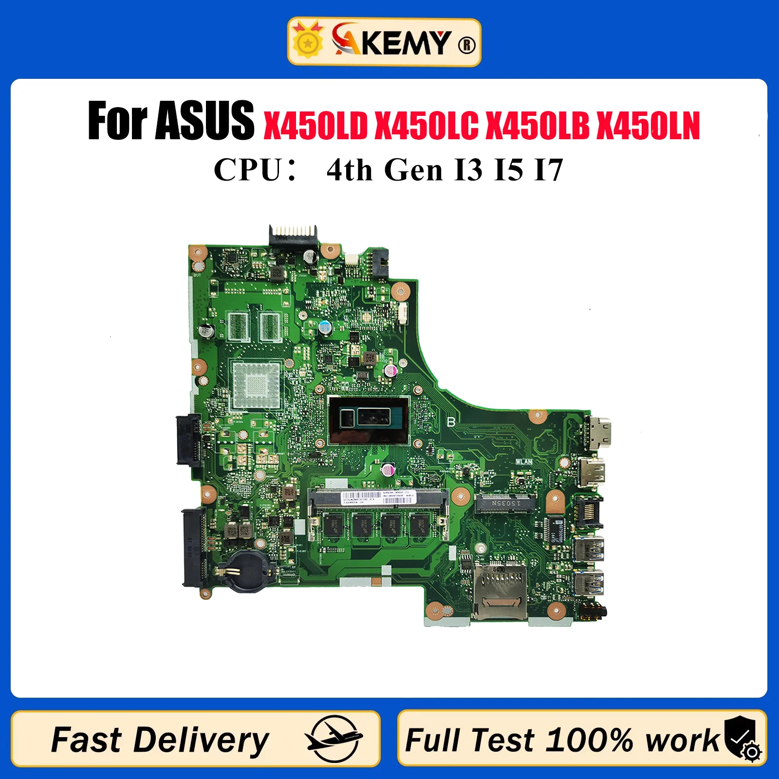 

X450LA Материнская плата для ноутбука ASUS X450L W418L Y481L K450L VM480L R409L R412L X450LD X450LC X450LB X450LN Материнская плата I3 I5 I7 CPU