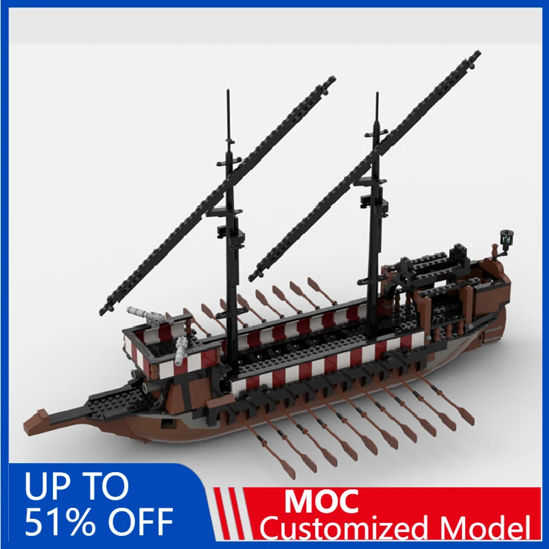 

715 PCS MOC Medieval Naval Warships Model DIY Building Block Technology Assembly Creative Type Kids Toys Birthday Surprise Gifts