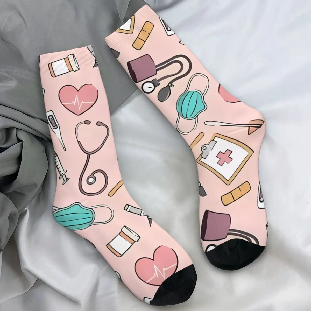 

Забавные чулки для медсестер, медицинские офисные дизайнерские носки Kawaii, весенние нескользящие носки, носки высокого качества для скейтборда для пары