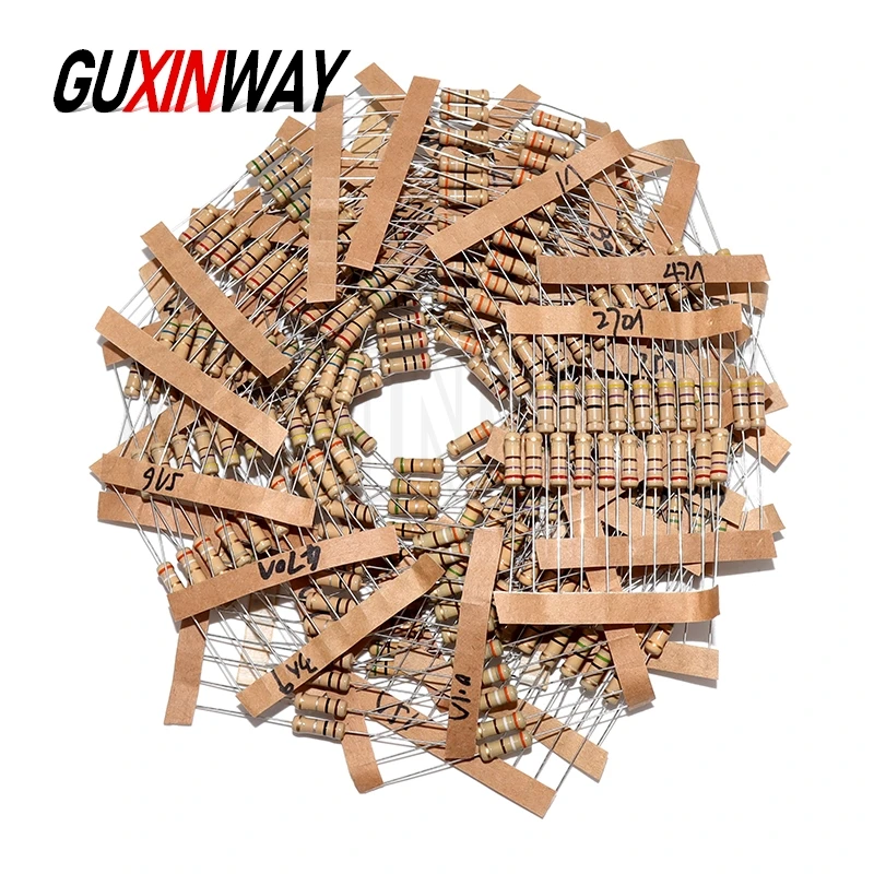 300pcs 30Values Resistor Kit 1W 5% Carbon Film Resistance 0.1-750 ohm Assorted kit 30Values*10pcs