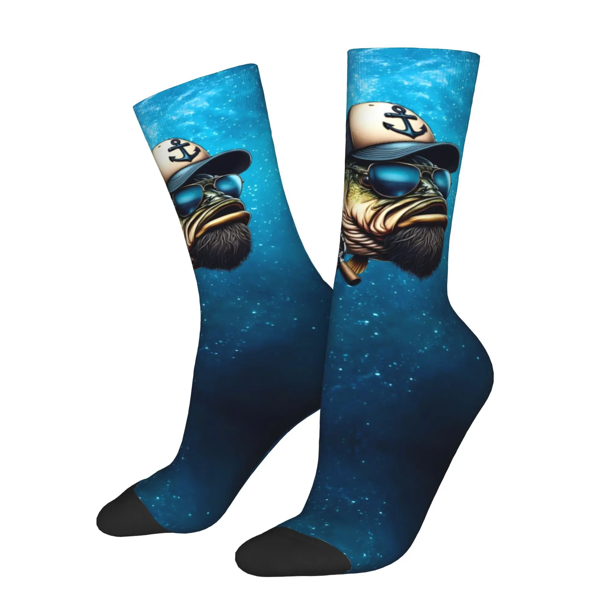 

Bass Fish Fishing Sock Printed Man Polyester Fashion