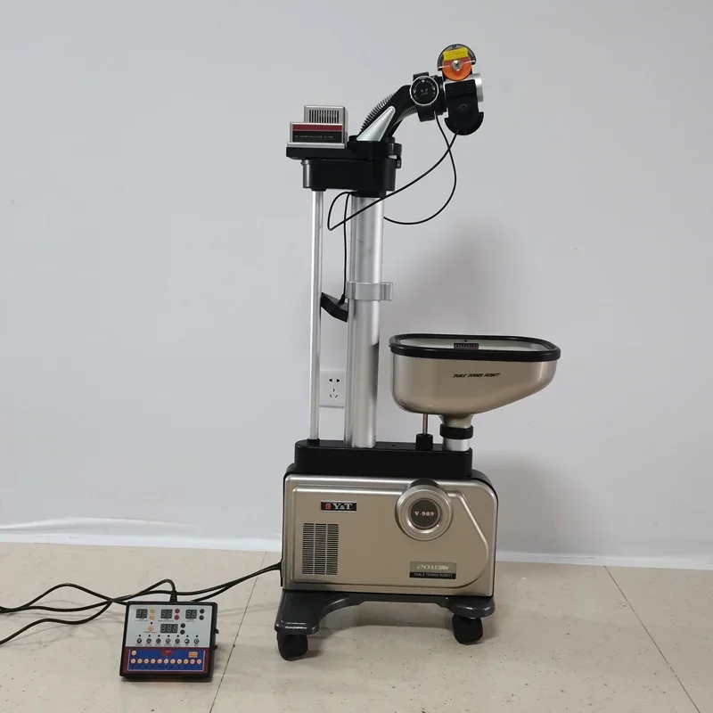 Y & T V989-2019 المهنية آلة تنس الطاولة Pingpang روبوت الطابق شنت التلقائي بالكامل التدريب تنس الطاولة روبوت #4