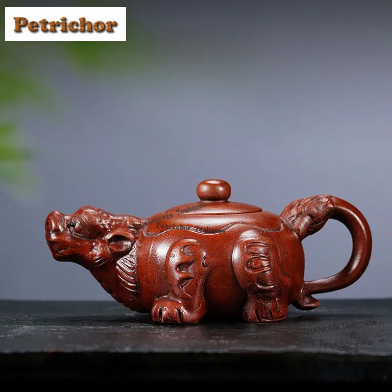 

275 мл Высококачественные чайники Исин из фиолетовой глины Master Handmade Auspicious Beast Pot Raw Ore Red Mud Чайник Китайский чайный сервиз Zisha Ча