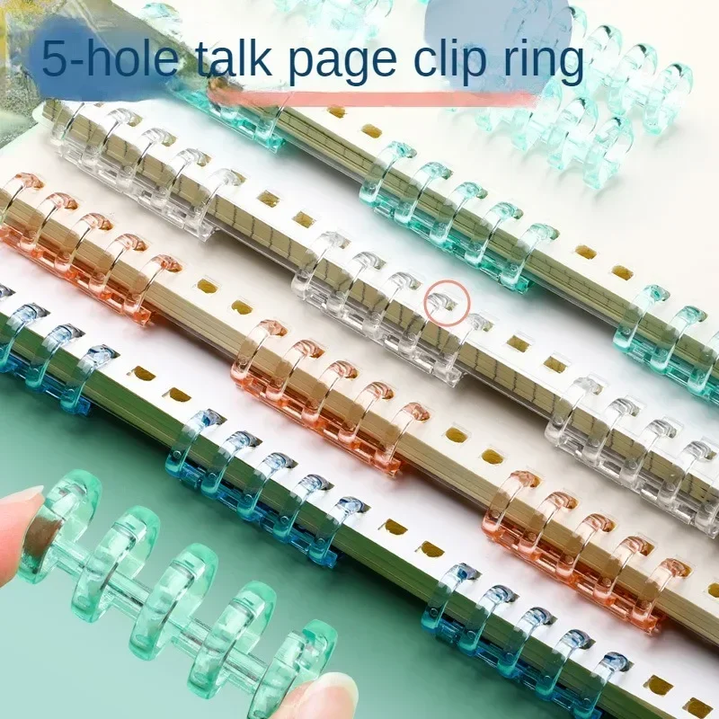 10PCS 5 Holes Ring Flipchart Binder Spring Ring Removable Strip Buckle Notebook Binding Binder Office Supplies Stationery