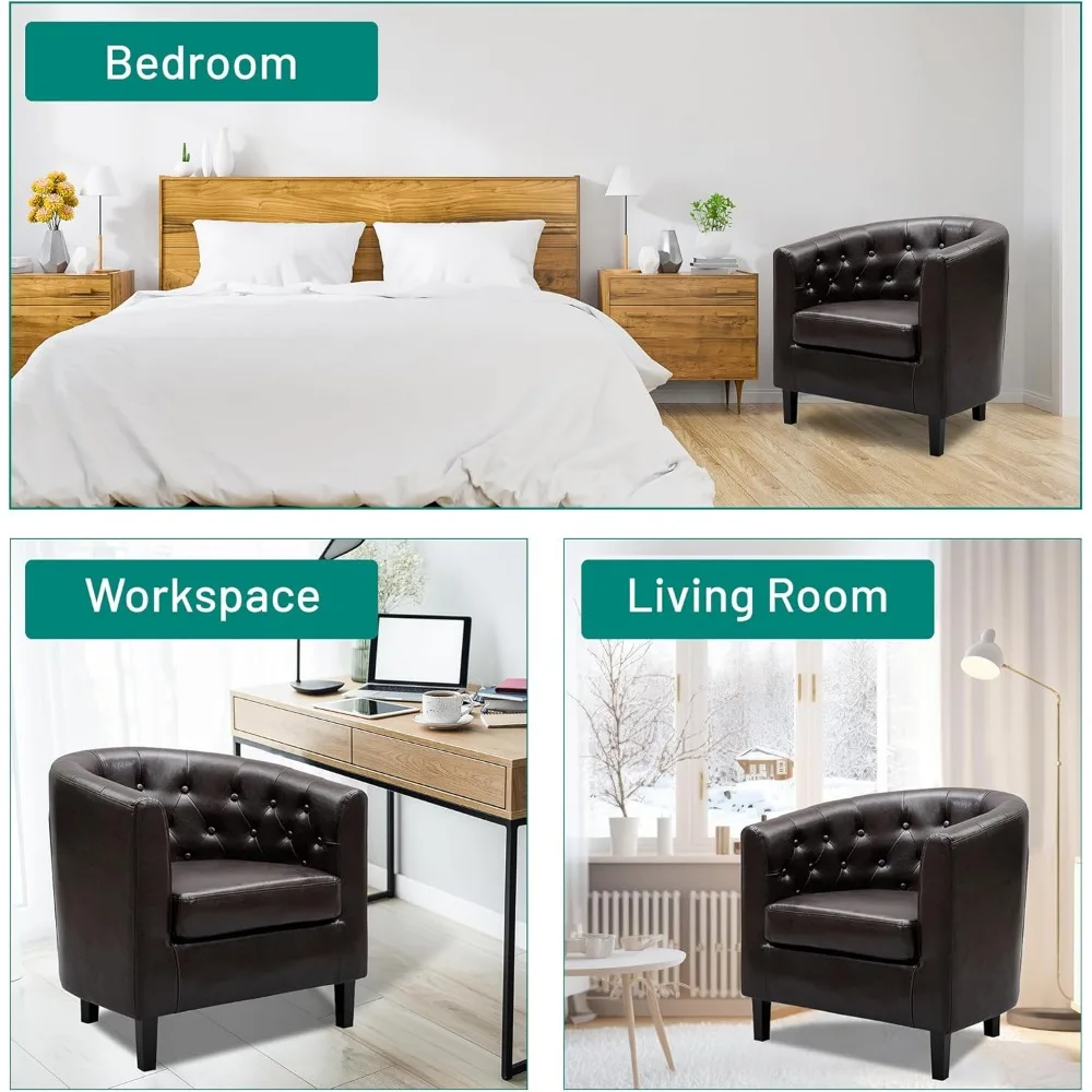 كرسي إيما أكسنت، كرسي برميل من الجلد الصناعي معنقدة بأزرار، كرسي مريح بذراعين من منتصف القرن، كراسي أسطوانية حوض الاستحمام