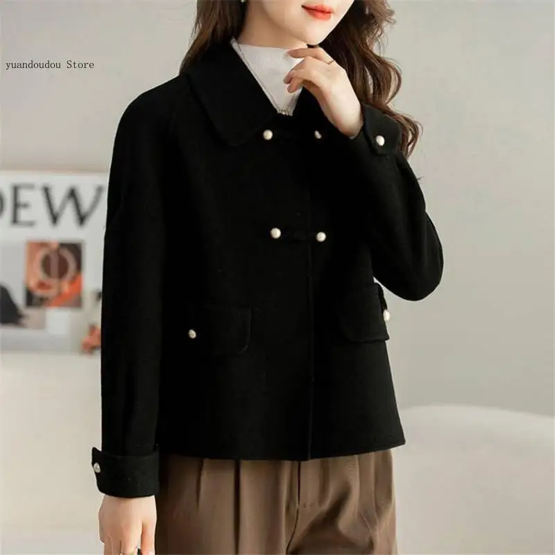 Autumn Winter Female Loose Jacket Small Western Style Age-Reducing Overwear Short Women's Padded Woolen Coat