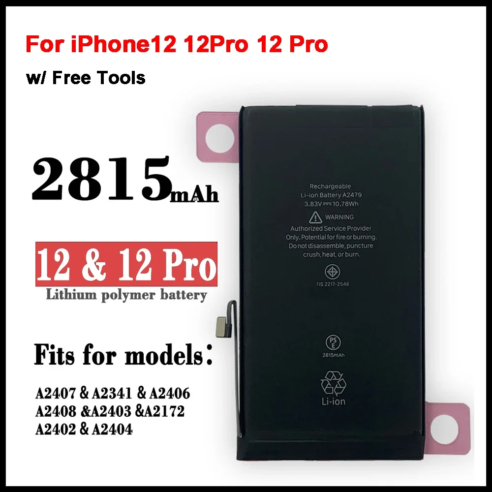 2815 mAh Replacement Battery for iPhone12 12Pro 12 Pro Mobile Phone Batteries + Tools set