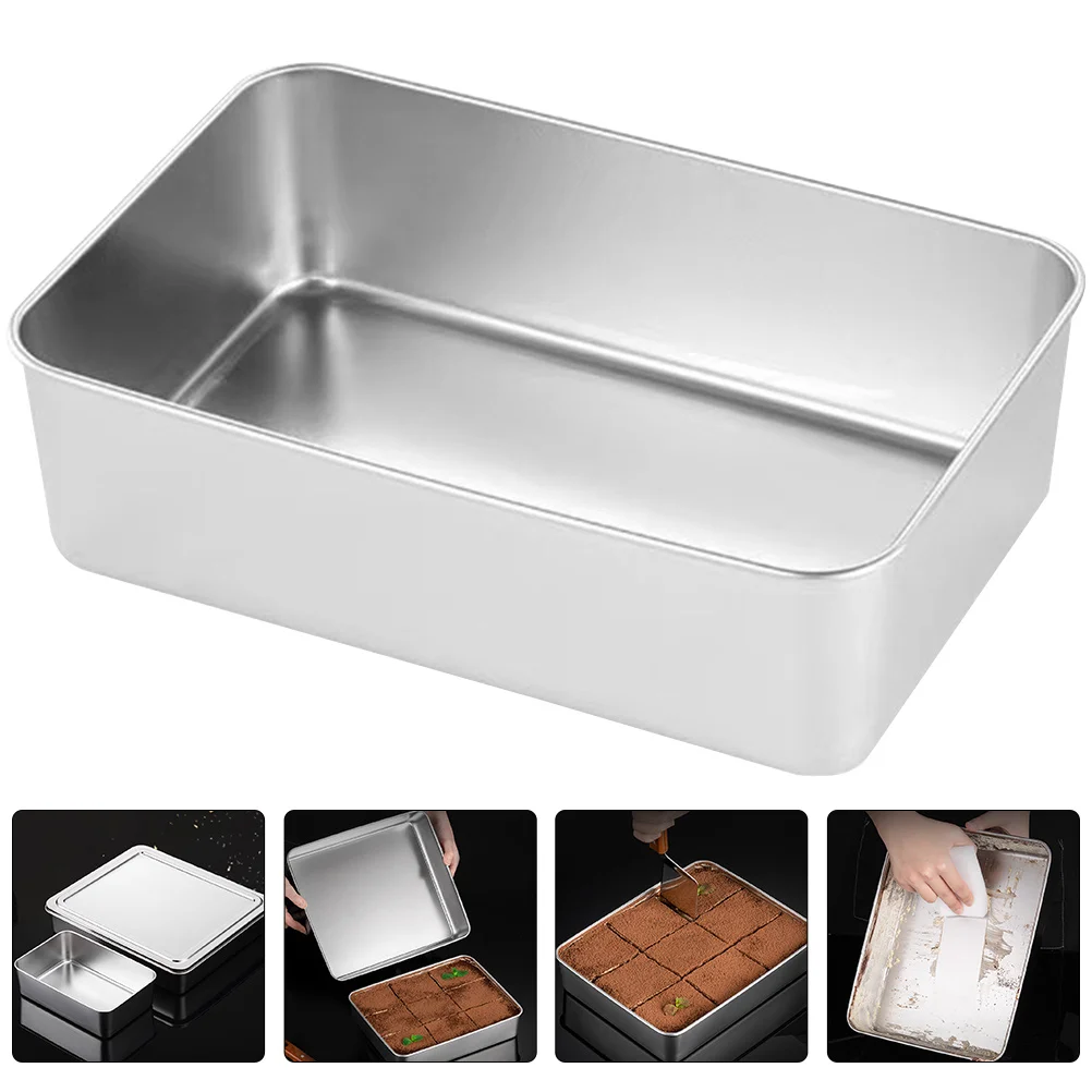 

2pcs Stainless Steel Baking Reusable Nonstick Rectangle Cake Pans For Bread Banana Meatloaf Sourdough Diy Baking Mold