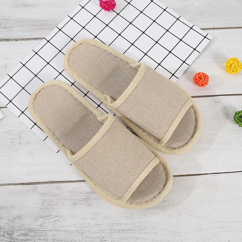 4Pairs/Lot Cheap Linen Slippers Men Women Disposable Hotel SPA Slippers Home Slides Travel Hospitality Guest Footwear Shoes