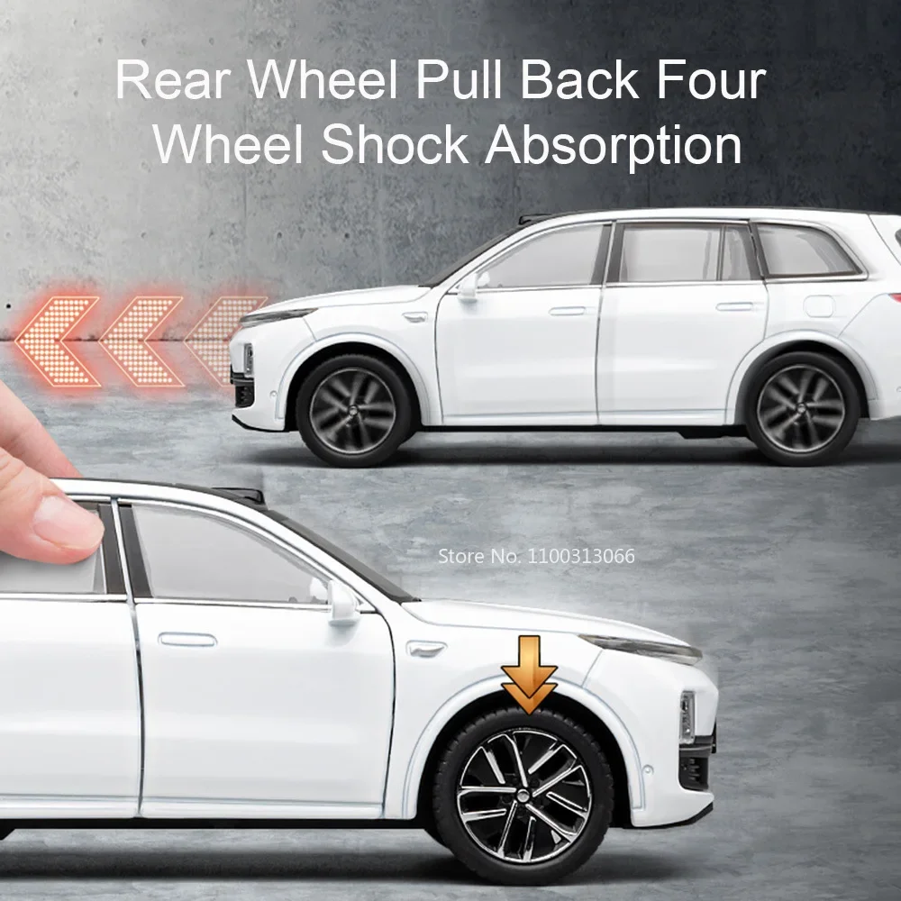 체중계 Leading Ideal L9 금속 다이캐스트 모델 자동차 장난감, 음악 조명 차량 바퀴 풀백 SUV 모델, 어린이 크리스마스 선물 장난감, 1:32