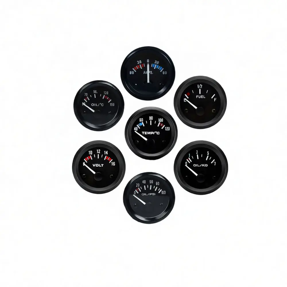 Automotive Dashboard Gauge 52mm Oil Pressure Water Temp Fuel Level Voltmeter Indicator Universal Racing Car Modification Equipme