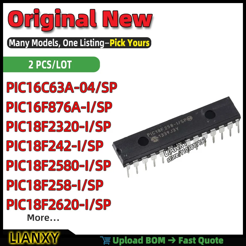 PIC16C63A-04/SP PIC18F2320-I/SP PIC18F242-I/SP PIC16F876A-I/SP PIC18F258-I/SP PIC18F2620-I/SP PIC18F2580-I/SP DIP-28