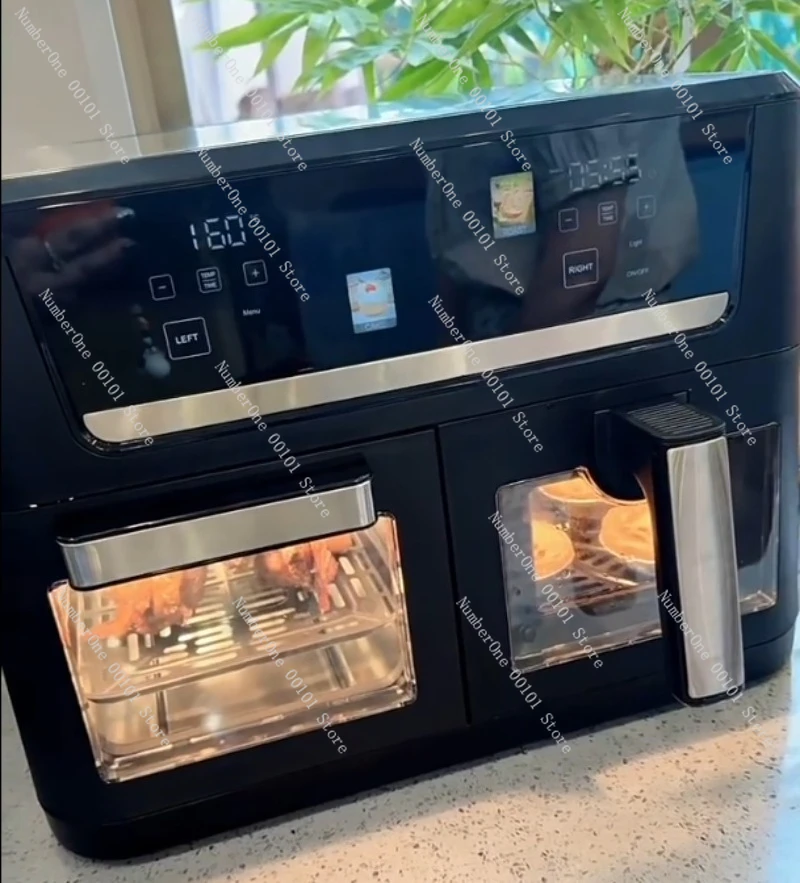 14L Large Capacity Air Fryer Oven, Dual Basket Intelligent Oil-Free Electric Fryer for Family, High Power