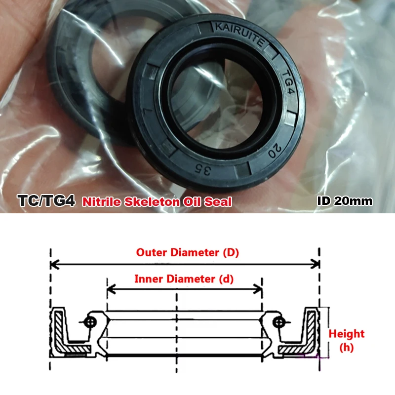 5-10Pcs Miniature Oil Seal NBR Framework Inner Diameter 20mm Outer Diameter 25/26/27/28mm-70mm Thickness 4mm-12mm Nitrile Butadi