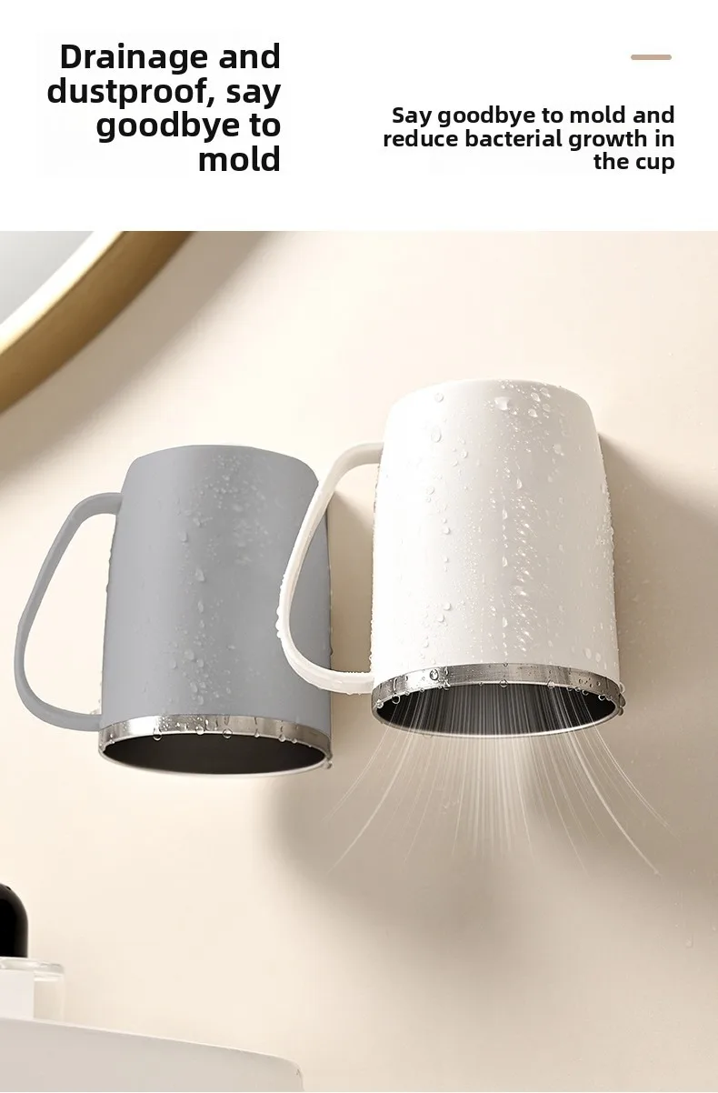Magnetic Toothbrush Cup With Wall Mounted Stainless Steel Holder_voghion.com