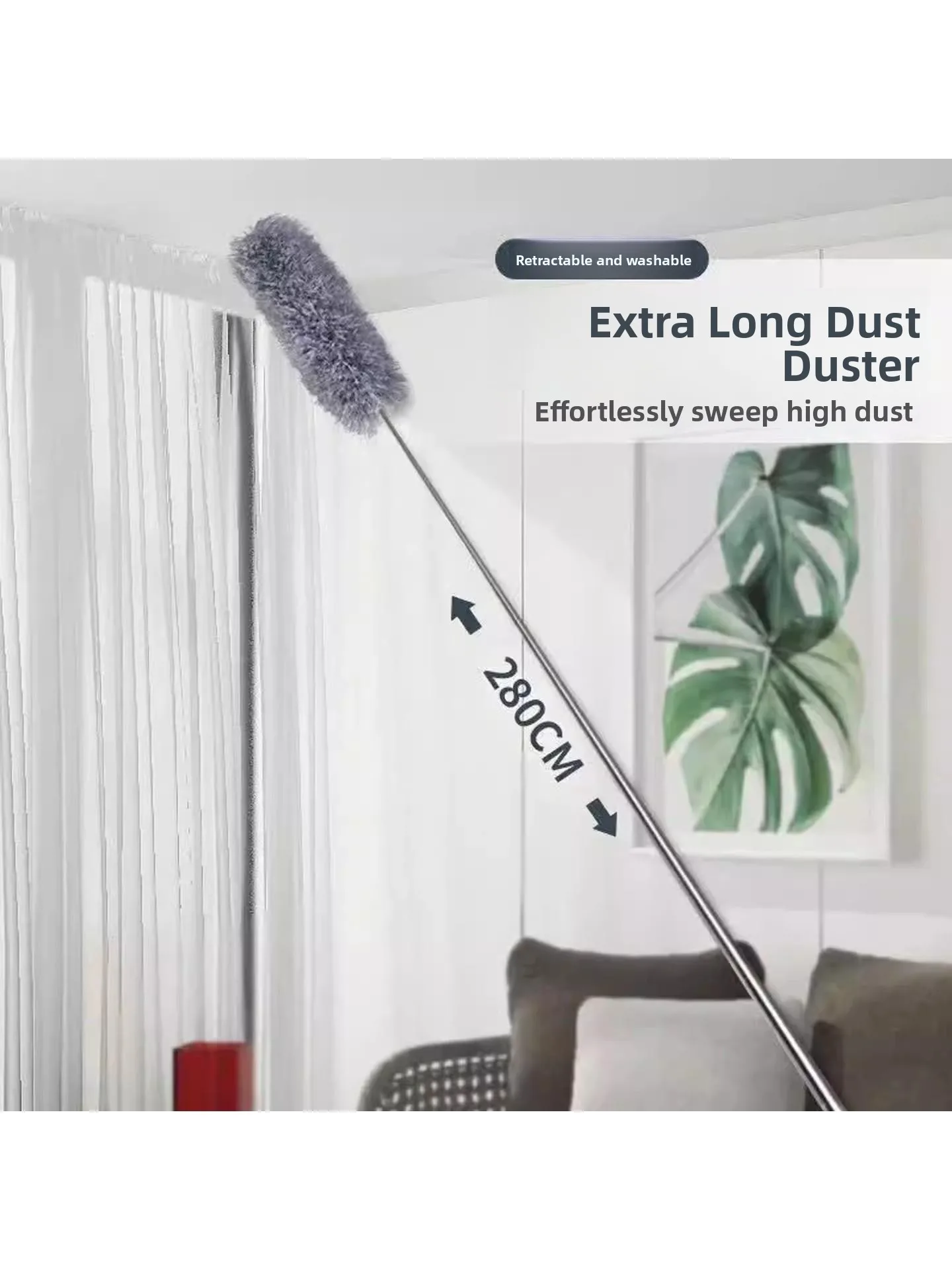 

Бытовая метла для удаления пыли, перьевая метелка Chien, с функцией статического поглощения, для чистки потолков, с длинной ручкой