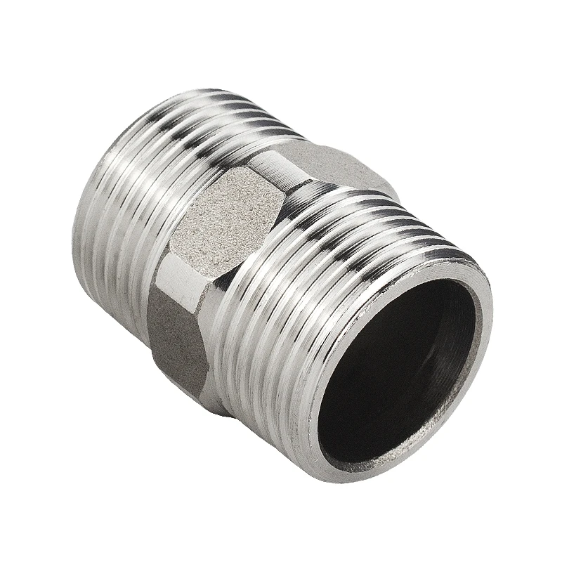 

304 stainless steel hexagonal wire double-headed threaded connector direct straight joint for water pipes